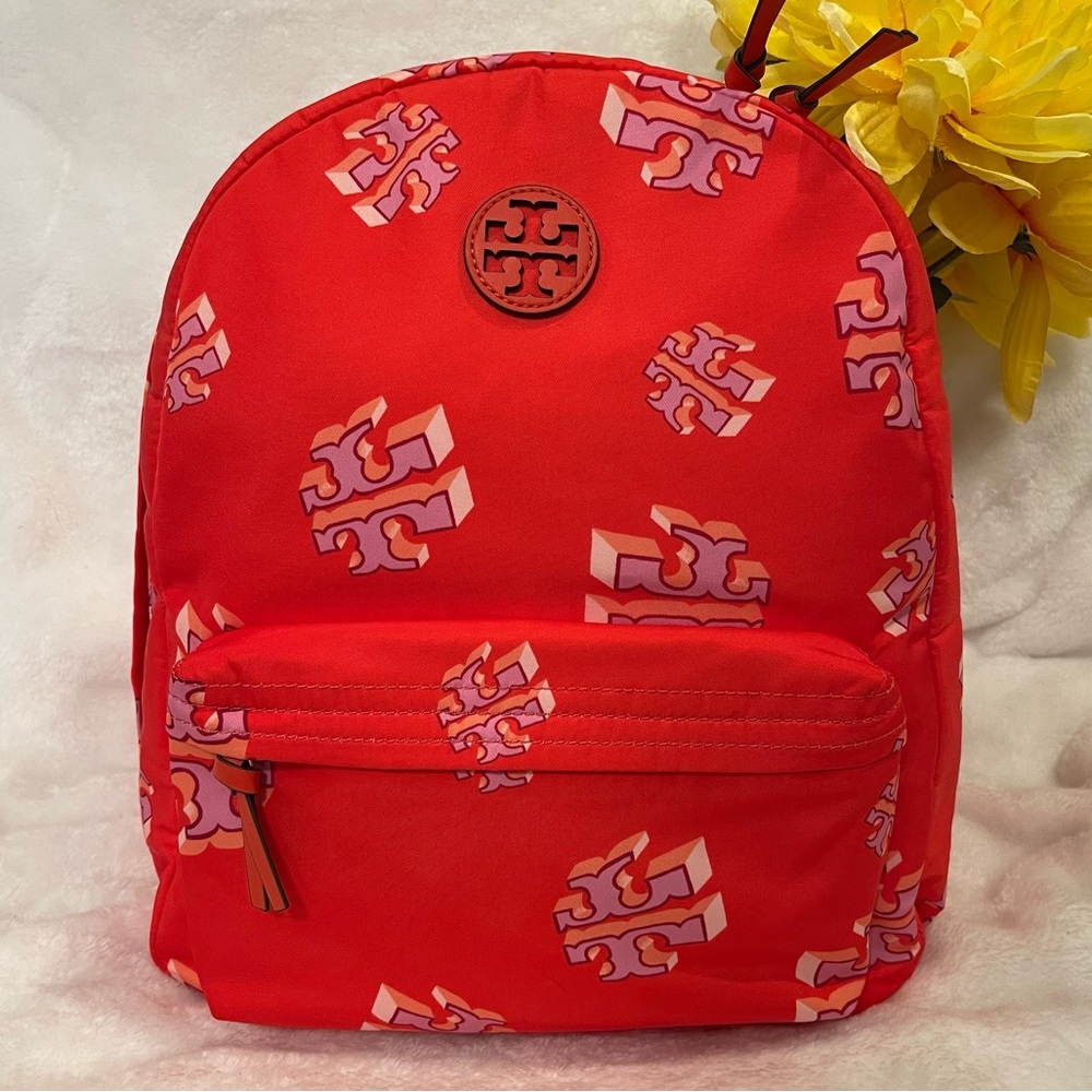 Tory Burch Ella Crazy All Over Nylon and Leather Backpack
